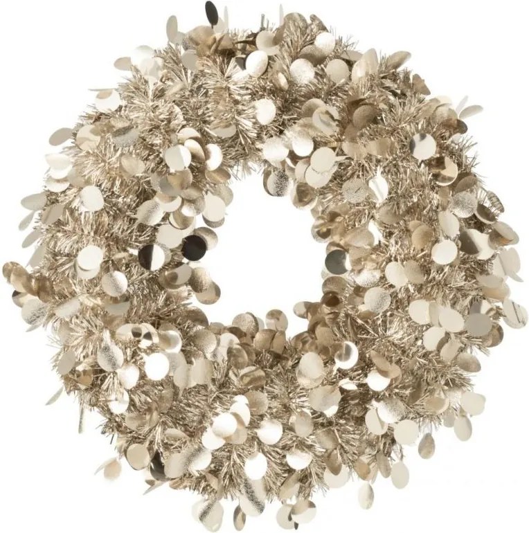 Champagne lesklý vianočný veniec Sparkling M – 46*46*4 cm