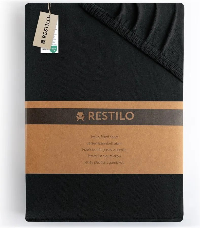 Čierna napínacia plachta jersey 180x200 cm Amber – Restilo