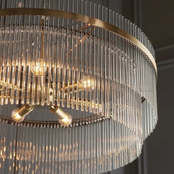 Endon 112574 - Luster na reťazi MARIETTA GRAND 7xE14/7W/230V mosadz/číre