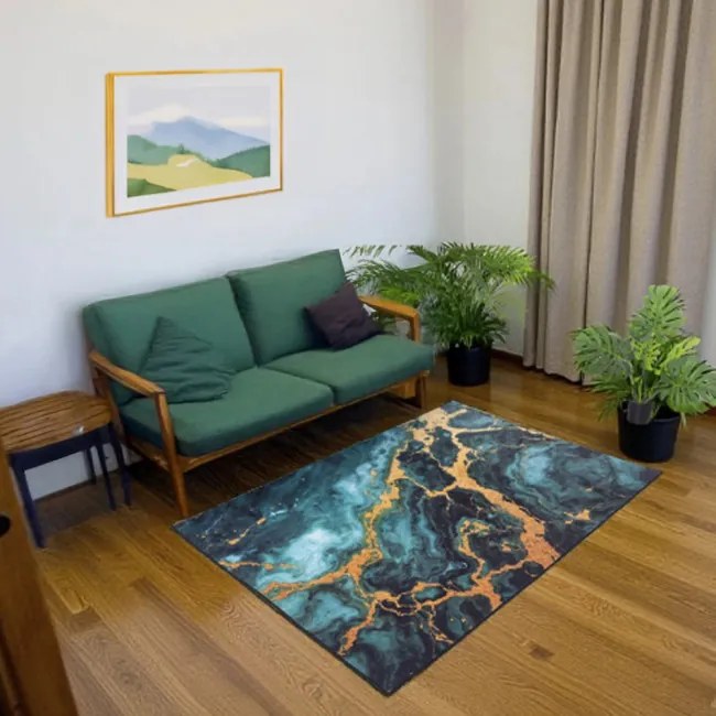 Protišmykový koberec NOVO mramor / malachit