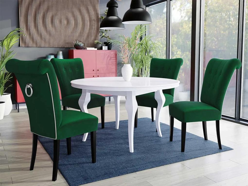 Stôl Julia FI 100 so 4 stoličkami ST65, Farby: čierny, Farby: chrom, Farby:: biely lesk, Potah: Magic Velvet 2225
