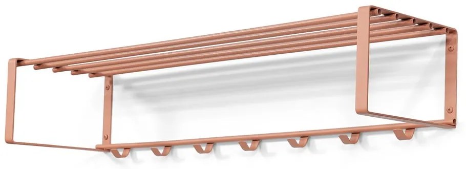 Kovový nástenný vešiak v lososovej farbe s poličkou 100 cm Rex – Spinder Design
