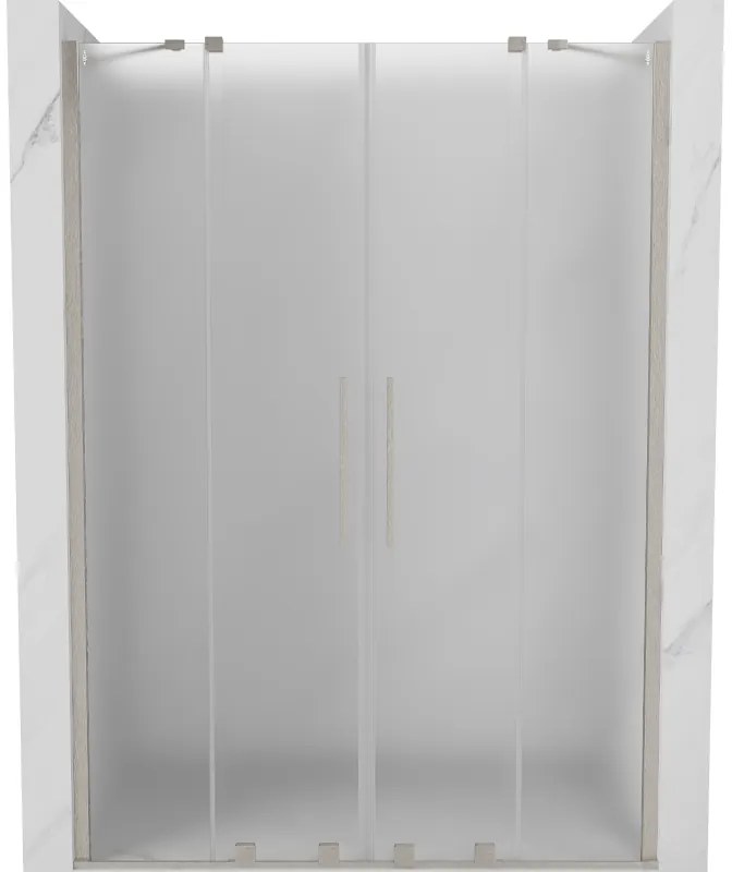 Mexen Velar Duo, posuvné sprchové dvere do otvoru 160 cm, 8mm sklo námraza, brúsená oceľ, 871-160-000-32-97
