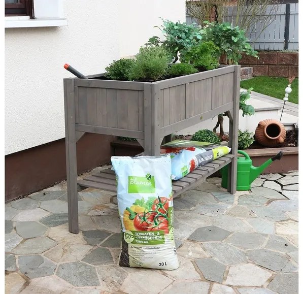 Habau Vyvýšený záhon s odkladacou plochou (tmavosivá)  (100274945)