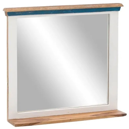 furniture-nabytek.cz - Masívne kúpeľňové zrkadlo Perth z recyklovaného dreva, lakované, biele / hnedé – 70×14×70 cm