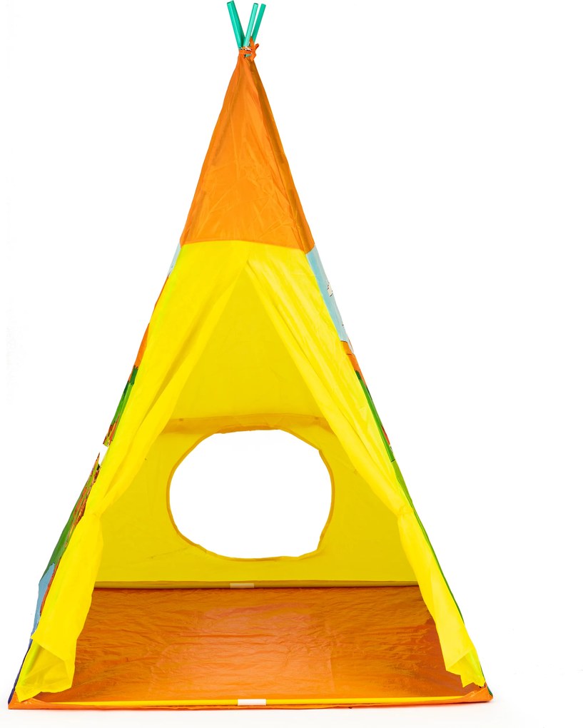 Detský indiánsky TIPI stan IPLAY 100×100×135 cm pre deti od 3 rokov – s podlahou
