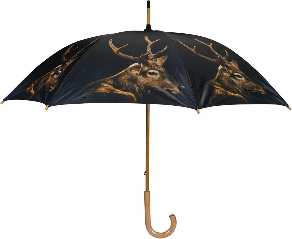 Čierny dáždnik s motívom jeleňa Deer – 105*105*88 cm