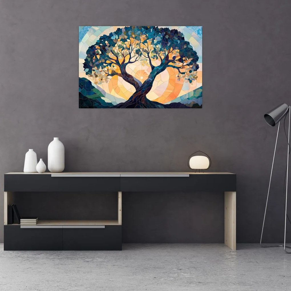 Obraz – Mozaika – slnko a strom II. (90x60 cm)