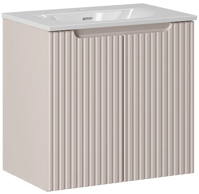 Kúpeľňová skrinka Nova Cashmere I Sky so zápustným umývadlom 60 cm kašmírová/biela