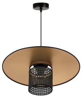 Duolla - Luster na lanku TOKYO RATTAN 1xE27/15W/230V pr. 50 cm zlatá/čierna