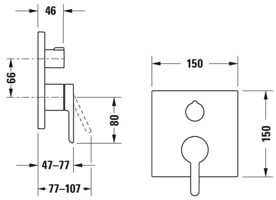 Duravit C.1 - Sprchová batéria pod omietku s prepínacím ventilom na 2 spotrebiče, chróm C14210011010