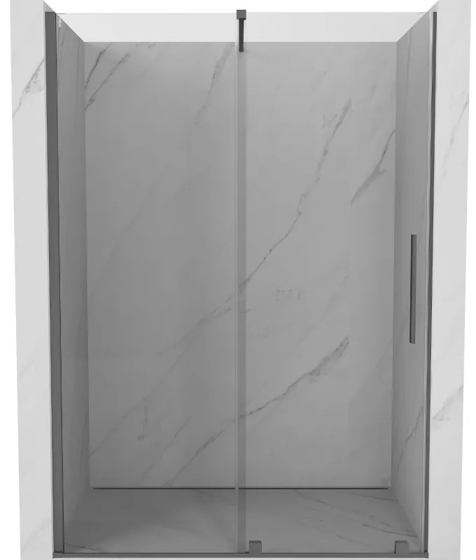 Mexen Velar, posuvné sprchové dvere do otvoru 140 cm, 8mm číre sklo, brúsený grafit, 871-140-000-01-95