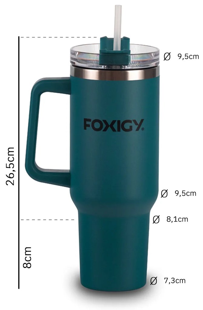 Foxigy Termohrnček do auta so slamkou 1200 ml Navy Blue