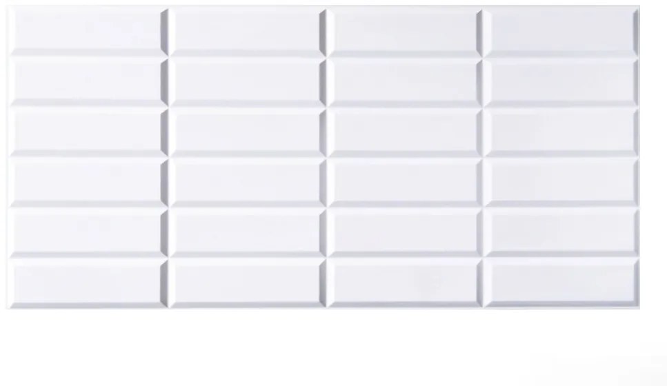 PVC 3D obkladový panel 98 x 48 cm - White Seam mozaika biela