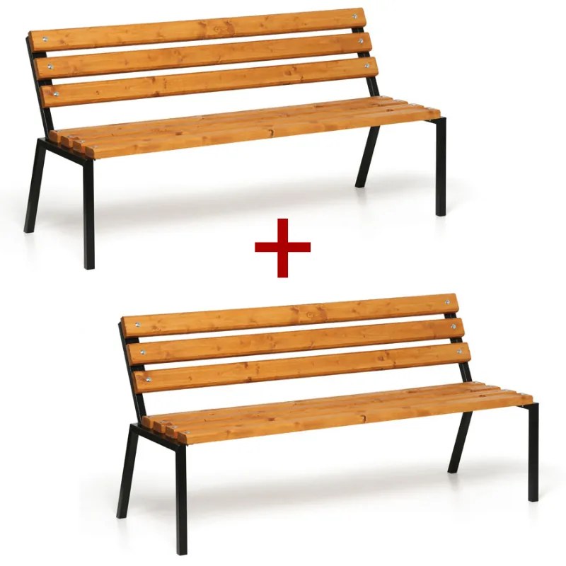 Vonkajšia lavička STACK, stohovateľná, s operadlom, 1+1 ZADARMO, 1500 mm, limba