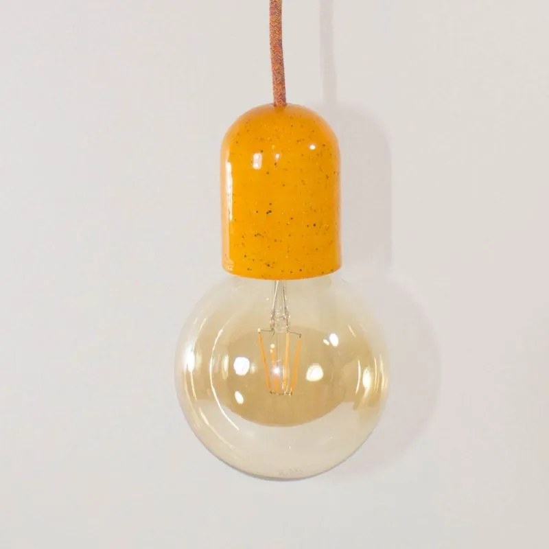 Dizajnová žltá keramická lampa cylinder