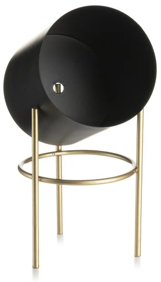 KOVOVÝ KVETINÁČ SO STOJANOM LOFT 20X12 CM ČIERNA/ZLATÁ
