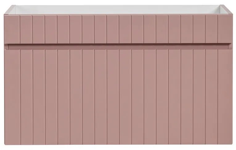 Kúpeľňová zostava Iconic s doskou, umývadlami, skrinkami a zrkadlom 160 cm ružová/biela