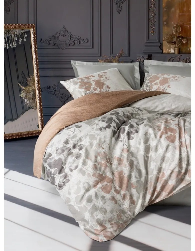 Sivobéžové obliečky na dvojlôžko/predĺžené z bavlneného saténu 240x220 cm Blatt – Mijolnir