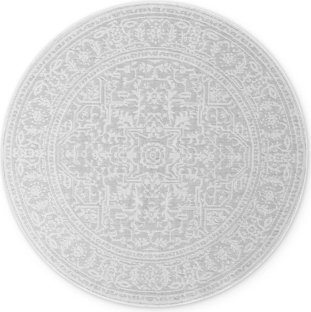 Kusový koberec Duet Kona 106249 White/Gray kruh - na von aj na doma, 160x160 (priemer) kruh, šedá, chodba / predsieň, NORTHRUGS