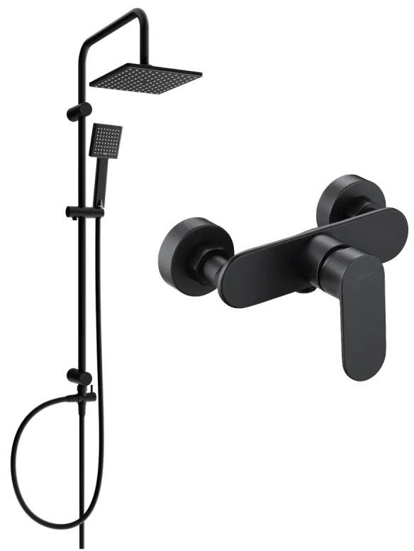 Mexen Tord sprchový set s dažďovou sprchou a sprchovou batériou Milo, čierna matná, 71340200-70