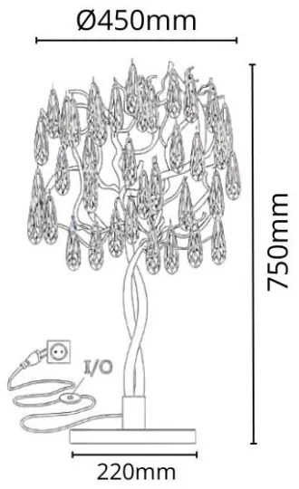 Krištáľová stolná lampa 5xG9/40W/230V zlatá