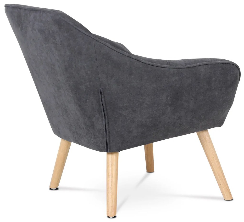 Autronic - Kreslo, poťah tmavo sivá látka, drevené nohy, masív kaučukovník - AK-321 GREY2