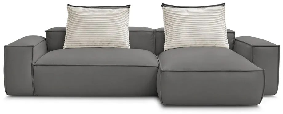 Sivá rohová pohovka z imitácie kože Boheme – Bobochic Paris