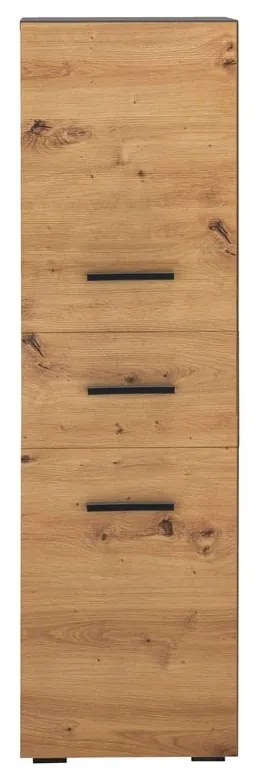 Vysoká úzka kúpeľňová skrinka v dekore duba v prírodnej farbe 130x35 cm Malika – Støraa