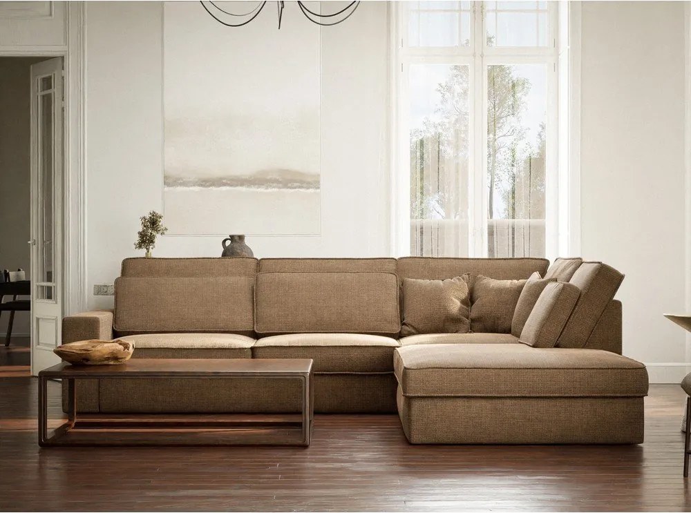 Svetlohnedá ženilková rohová pohovka (pravý roh/do L) Kirou – Maison de Rêve