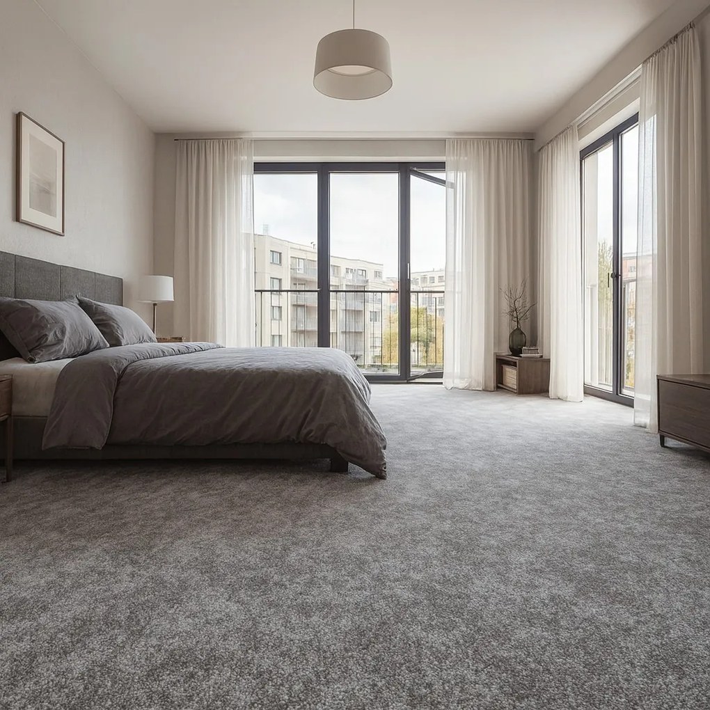 Condor Carpets, Metrážny koberec Serena 6692, na mieru, šíře 4m, šedá, filc, obývacia izba