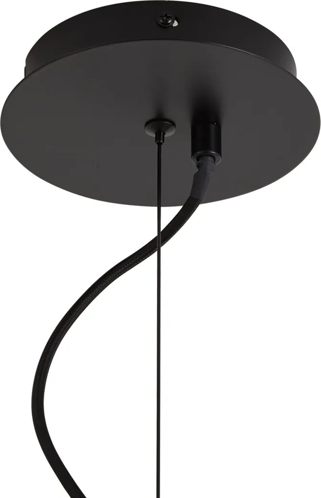 Art Deco hanglamp zwart met smoke glas ovaal 14-lichts - Mochan