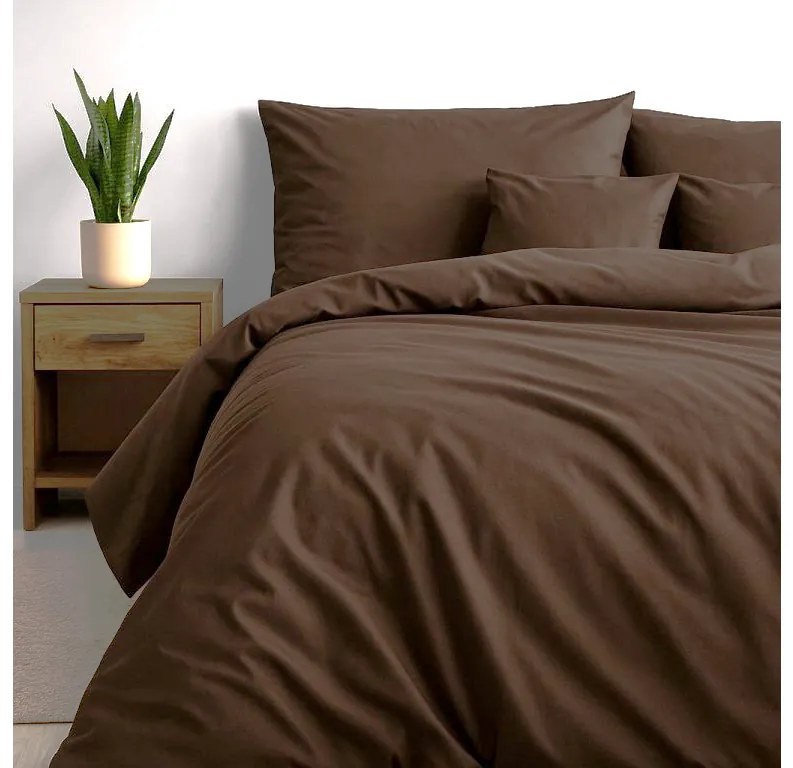 INTERMEDIC SK Posteľná obliečka bavlnený satén Dark Brown 140x200/70x90 cm