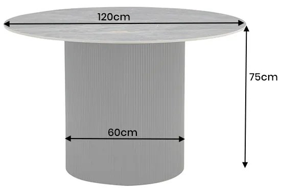 Okrúhly jedálenský stôl Parthenia 120 cm vzor sivý mramor