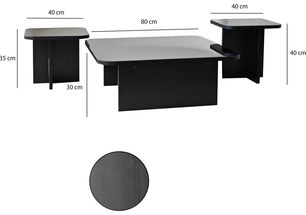 Súprava konferenčných stolíkov Jazz čierna