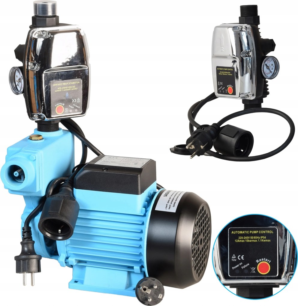 Výkonná Vodná Pumpa 750 W 50 L/min 5,5 Bar S Automatickým Ovládaním Suchého Chodu