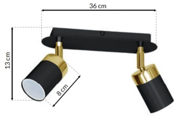 Bodové svietidlo Joker, 2x zlaté/čierne kovové tienidlo, b