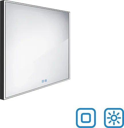 Nimco Čierne LED zrkadlo 600x600 s dvoma dotykovými senzormi - ZPC 13066VX-90