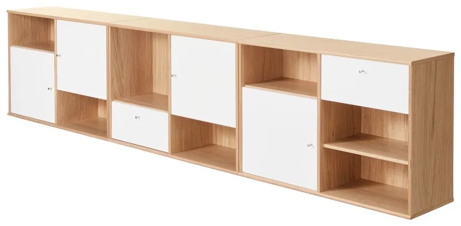 Biela nízka komoda v dekore duba 267x61 cm Mistral - Hammel Furniture