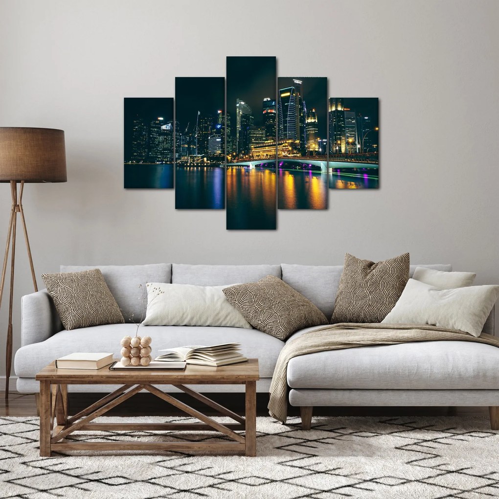 Obraz nočného Singapuru (150x105 cm)
