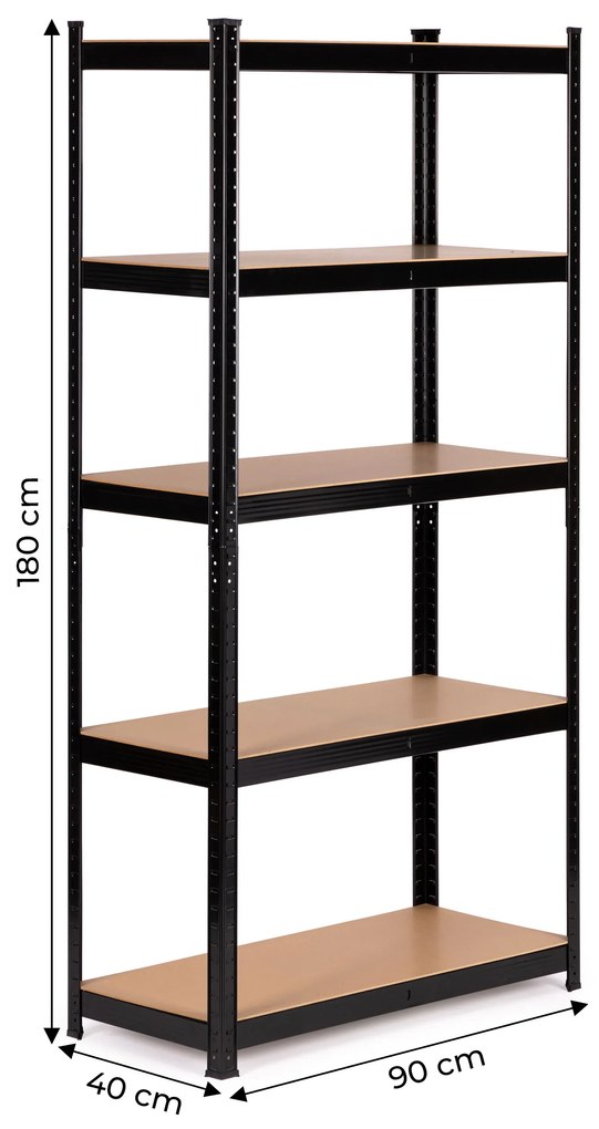Kovový skladovací regál 180x90x40 cm, 5 políc, nosnosť 875 kg, ModernHome