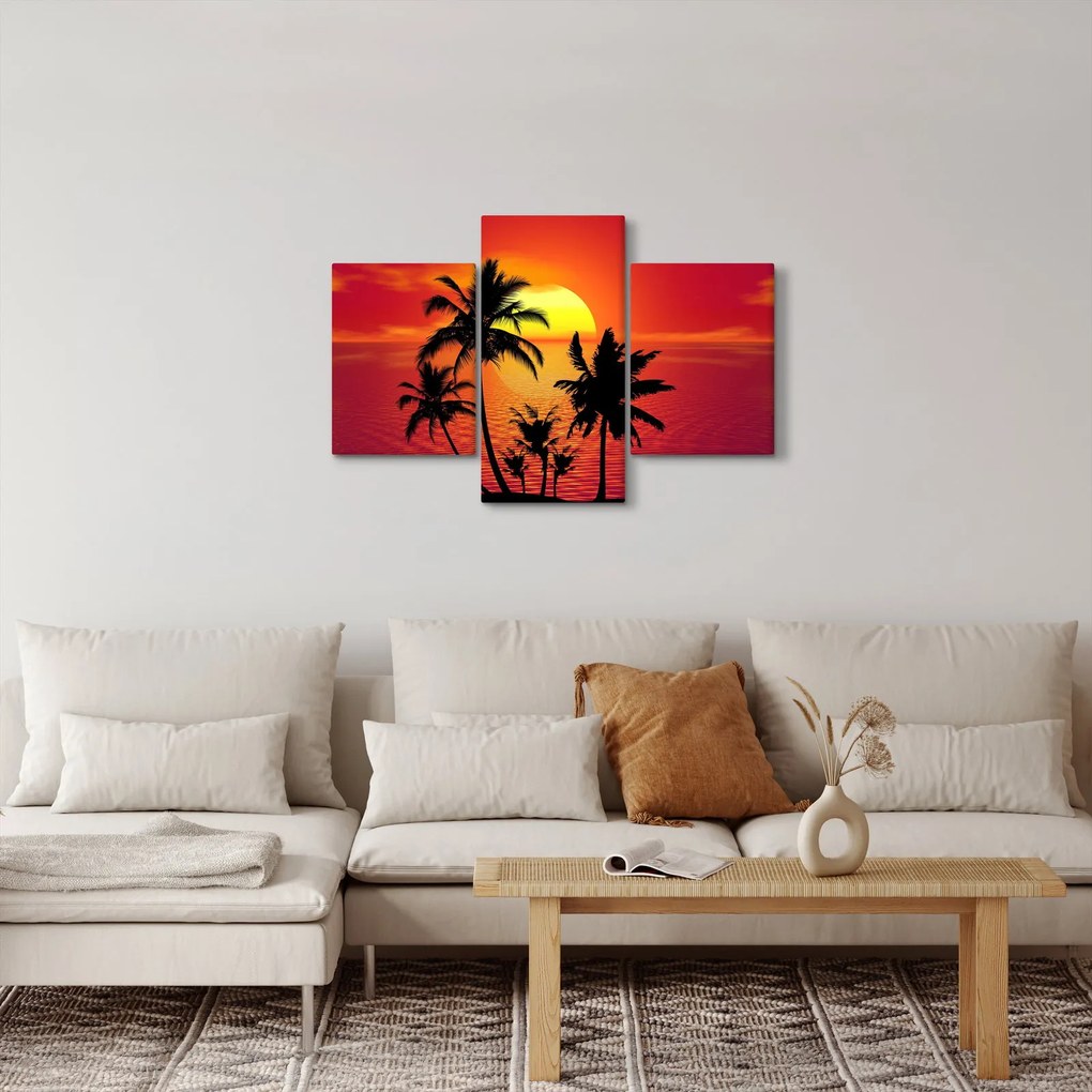 Obraz siluety ostrova s palmami (90x60 cm)