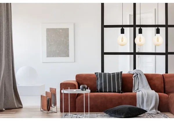 Luster na lanku MIROS 3xE27/60W/230V čierna