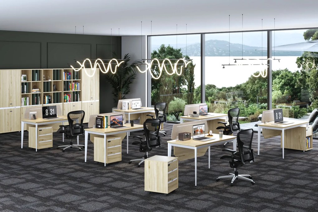 Kancelársky set pre 4 osoby Houseland Profit Max 05 2612 dub/biela