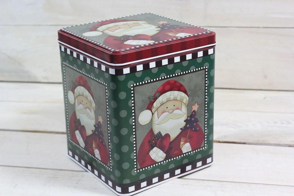 Plechová krabica - vianočný motív 2. (13,5x16x13,5 cm)