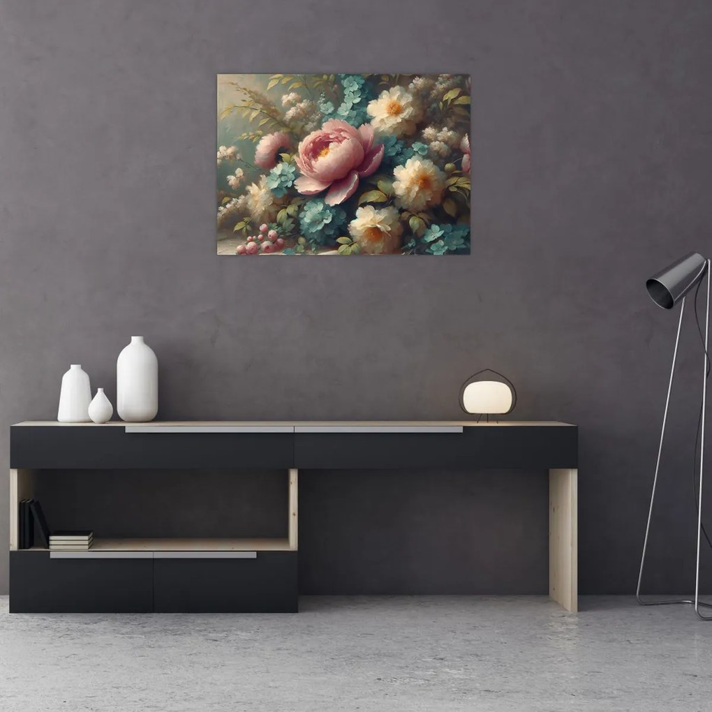 Obraz - Zátišie s kvetmi - maľba (70x50 cm)