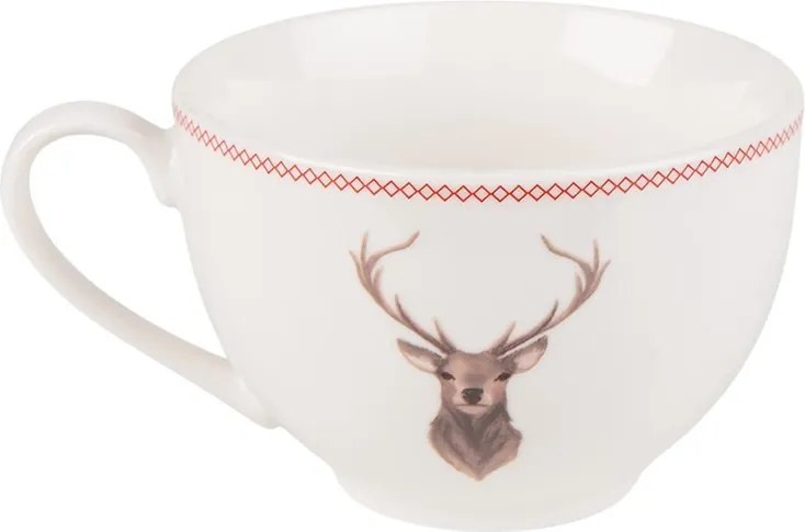 Porcelánová šálka s tanierikom s jeleňom Cosy Lodge - 12*9*6 cm / 200 ml