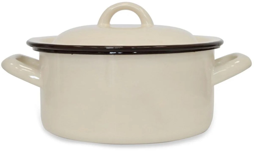 Kastról smalt + pokr. 14cm/1,0L bez dekoru, béžový KLC
