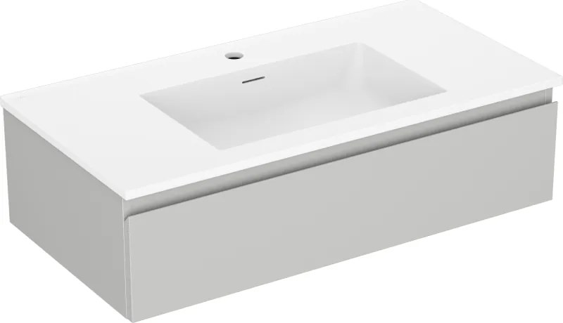 Mexen Orio, kúpeľňová skrinka 90 cm s umývadlom Otis, 1 zásuvka, šedá matná/biela matná, 91A10-09023-1-BF62-W18M01