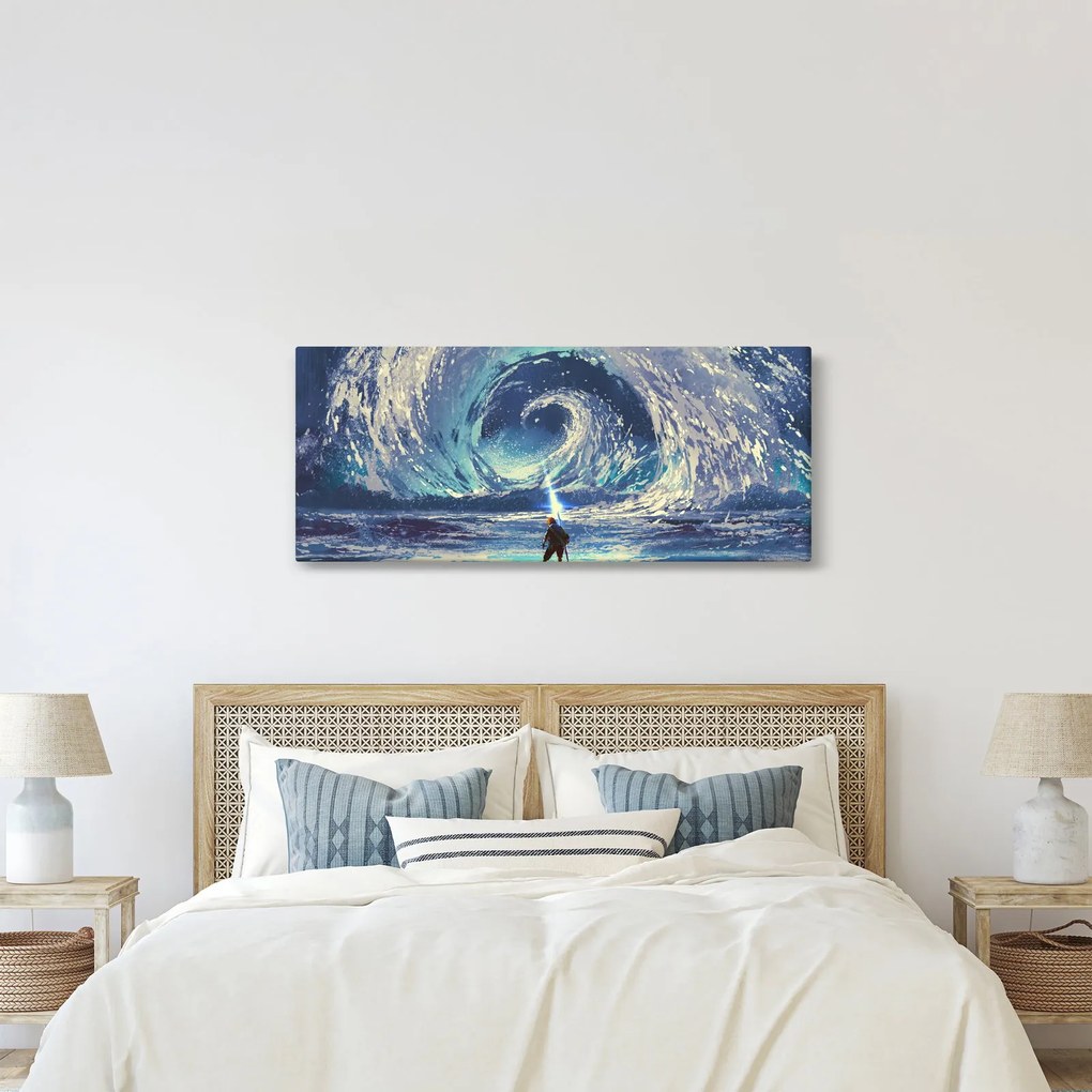 Obraz - Ilustrácia chlapca s kopijou (120x50 cm)